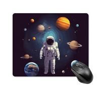 Astronaut Solar System Planets Square Mouse Pad Portable Computer Mousepad with Non-Slip Rubber Base 18 * 22cm Ultra-Thin Gaming Mouse Mat for Computer Laptop Office Desk Accessories