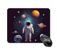 Astronaut Solar System Planets Square Mouse Pad Portable Computer Mousepad with Non-Slip Rubber Base 20 * 25cm Ultra-Thin Gaming Mouse Mat for Computer Laptop Office Desk Accessories