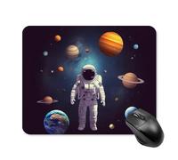 Astronaut Solar System Planets Square Mouse Pad Portable Computer Mousepad with Non-Slip Rubber Base 20 * 25cm Ultra-Thin Gaming Mouse Mat for Computer Laptop Office Desk Accessories