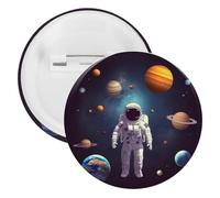 Astronaut Solar System Planets Tinplate Badge Personalized Round Brooch Large Craft Button Suitable for Teachers, Nurses, Doctors, Staff, Party Gift Accessories, 12PCS, Plastic, plastics