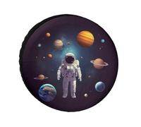 Astronaut Solar System Planets Tire Covers Waterproof Anti UV Tire Cover 24inch Single Axle Wheel Covers for RV Truck SUV Trailer Universal for All Seasons