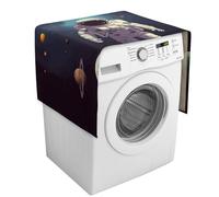 Astronaut Solar System Planets Washing Machine Cover with Storage Pockets Washer Dryer Top Dust Cover 54.3" X 20.5" Refrigerator Kitchen Protective Pads Home Decor