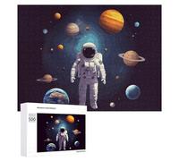 Astronaut Solar System Planets Wooden Puzzles for Adults 500 PCS Unique Shape Puzzles Wall Art Home Decor for Puzzle Lovers, Family, Friend Creative Gift Toys