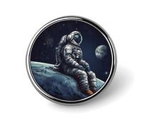 Astronaut Space Badge Holder Exquisite Round Badge with Picture Pin DIY Button Badges Personalized Metal Button Pin Fashion Brooch Crafts Gifts Clothes Decorative Pins
