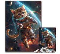 Astronaut Space Cat Jigsaw Puzzle 1000 Pieces Puzzles for Adults Perfect Home Or Office Decor Ideal 1000 PCS(38x26cm)