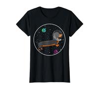 Astronaut Space Dachshund Dog Lover T-Shirt, Women, Black, XX-Large