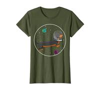 Astronaut Space Dachshund Dog Lover T-Shirt, Women, Olive Green, XX-Large