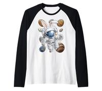 Astronaut Space Easter Rabbit Eggs Bunny Ears Raglan Baseball Tee