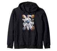 Astronaut Space Easter Rabbit Eggs Bunny Ears Zip Hoodie