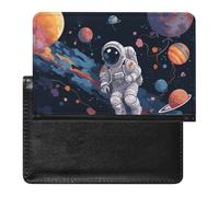 Astronaut Space Flight Passport Holder Passport Cover Protector Essentials with Credit Card Slots for Women Men