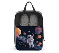 Astronaut Space Flight Shoe Bag Travel Shoe Organizer Water-Resistant Shoe Pouch with Zipper Sneaker Dust Bag, gray, One Size, Modern