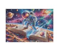 Astronaut Space Galaxy Book Cosmic Fantasy 300 Piece Jigsaw Puzzle for Adults Jigsaw Post Work Relaxation Tool Challenging Fun for Friends Family Home Decor 300 PCS