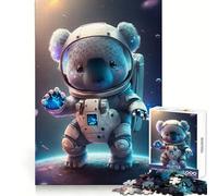 Astronaut Space Koala Bear Jigsaw 1000 Pieces for Teenagers Enhance Recall Tranquil Escape Precision Cut Thoughtful Gift (38x52cm)