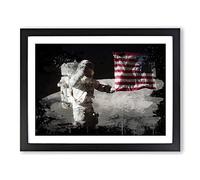 Astronaut Space Moon Landing Modern CB Framed Print | A2 Black Framed Wall Art | Ready to Hang | Modern Space Picture | Living Room Bedroom Lounge Office