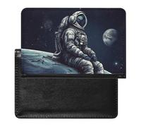 Astronaut Space Passport Holder Cover Passport Cover Protector Essentials with Credit Card Slots Slim Travel Wallet Covers Documents Organizer Protector for Man&Women