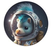 Astronaut Space Pony Horse Jigsaw Puzzles for Adults 1000 Round Jigsaw Puzzle 1000 Pieces for Family And Friends, Suitable for Ages 14+ 67.5x67.5cm