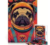 Astronaut Space Pug Animal Puzzle for Adults 1000 Pieces Critical Think Serene Escape Uniform Edges Festive Present (38x52cm)