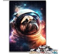 Astronaut Space Pug Puzzles for Teenagers Teens 1000pc Puzzle, Educational Games Home Decoration Suitable for Desktop Decoration (50x75cm)