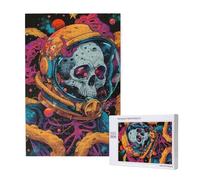 Astronaut Space Skeleton Octopus Death Colorful Personalised 1000 Piece Wooden Jigsaw Puzzle For Adults, Custom Portrait Picture