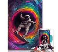 Astronaut Space Surfing 1000 Piece Jigsaw Puzzles for Adults Gifts,Stress Reliever Difficult Challenge Deal As Gifts for The Whole Family 50x75cm