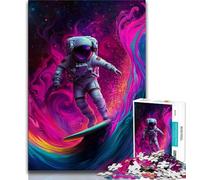 Astronaut Space Surfing 1000 Piece Jigsaw Puzzles for Adults,Stress Reliever Difficult Challenge Suitable for Desktop Decoration (50x75cm)