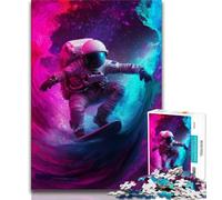 Astronaut Space Surfing 1000 Piece Jigsaw Puzzles for Teenagers,Toys Educational Games Stress Relieving Suitable for Desktop Decoration (75x50cm)