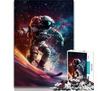 Astronaut Space Surfing 1000 Pieces Jigsaw Puzzle for Adults& Teens,Game Toys Every Piece Is Unique - Challenging Family Fun Game (38x26cm)