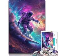 Astronaut Space Surfing 1000 Pieces Jigsaw Puzzles For Teens And Adults,Help The Brain Exercise Addictive Toys to Cultivate Patience Suitable for Couples 38x26cm