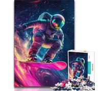 Astronaut Space Surfing Jigsaw Puzzles for Adults Teenagers Jigsaws Puzzle,Help The Brain Exercise Addictive Toys to Cultivate Patience Great Gift 38x26cm