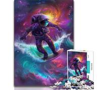 Astronaut Space Surfing JigsawPuzzle 1000 Pieces for Adults,Challenging To Complete But Fun And Humorous with Matching Poster And Trivia Sheet (38x26cm)