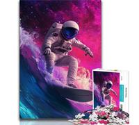 Astronaut Space Surfing JigsawPuzzle 1000 Pieces for Adults,Toys Educational Games Stress Relieving Suitable for Desktop Decoration (75x50cm)