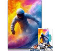 Astronaut Space Surfing JigsawPuzzle 1000 Pieces for Teenagers,Challenging Family Activity Games DIY Toy for Home Wall Decor Gifts (38x26cm)