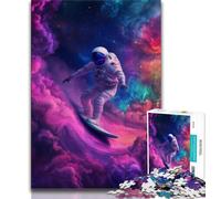 Astronaut Space Surfing Jigsaws 1000 Pieces for Teenagers,Educational Games Home Decoration Deal As Gifts for The Whole Family (50x75cm)