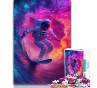 Astronaut Space Surfing Jigsaws Puzzles 1000 Pieces for Teenagers Gifts,Challenging Family Activity Games DIY Toy for Home Wall Decor Gifts 38x26cm