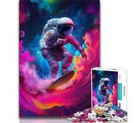 Astronaut Space Surfing Jigsaws Puzzles 1000 Pieces for Teenagers Gifts,Decompressing Intellectual Educational Toy Birthday Present,Gifts,Wall Art (38x26cm)