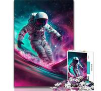 Astronaut Space Surfing Puzzles 1000 Pieces for Teenagers,Challenging To Complete But Fun And Humorous Educational Game for Birthday 50x75cm