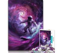 Astronaut Space Surfing Puzzles for Teenagers 1000 Pieces,Help The Brain Exercise Addictive Toys to Cultivate Patience Unique Challenge Game 38x26cm