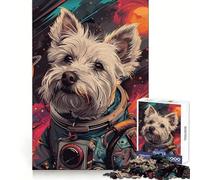 Astronaut Space Terrier Puzzle for Teenagers 1000 Pieces Memory Skill Easy Enjoyment Clean Edges Meaningful Gift (38x52cm)