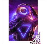 Astronaut Space with Neon Paper 1000 Pieces Jigsaw Puzzle for Adults Creative Rectangular Puzzle Brain Exercise Challenge Game 1000pcs (38x26cm)