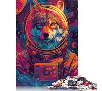 Astronaut Space Wolf Puzzle Precise Interlocking Paper Rectangular Jigsaw Puzzle for Boy Or Girl 500pcs (52x38cm)
