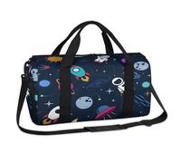 Astronaut Spaceship Rocket Sports Duffel Bags Astronaut Weekend Overnight Bag Casual Tote Holdall Travel Gym Luggage Duffel Bag for Kids Girls Boys Women Men