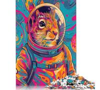 Astronaut Squirrel Space Puzzle Premium 100% Recycled Board Paper Rectangular Jigsaw Puzzle for Women Men Unique Gift 500pcs (52x38cm)