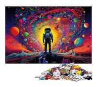 Astronaut Standing on Colorful Galaxy 1000Pc Adults Jigsaw Puzzle cardboard Jigsaw Perfect Home Or Office Decor, Ideal 26X38CM/10.23x14.96inch