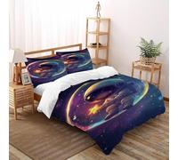 Astronaut Star Bedding Set 3D Digital Printing Starry Sky Theme Duvet Cover Set Microfiber Comforter Cover Universal for All Seasons Pillowcase Super King（260x220cm）
