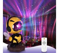 Astronaut Star Galaxy Projector Night Lights, 7 in 1 Moon Star Galaxy Lights Space Starry Ceiling LED Lamp with Bluetooth Music,White Noise Sound,8 Color,Timer Remote Control for Kids Bedroom (Bee)