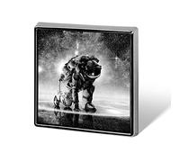 Astronaut Starting to Run Black Starry Galaxy Space Square Badge Smooth Surface Lapel Tie Pin, Lightweight Badge for Women Men Office Worker Nurse Teacher Student Shirts Backpack