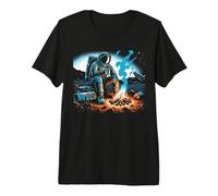Astronaut Stranded in a Distant Planet Calming Funny Trippy Premium T-Shirt