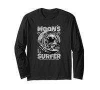 Astronaut Surfer Design, Moon Surfing Space Cosmic Adventure Long Sleeve T-Shirt