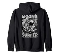 Astronaut Surfer Design, Moon Surfing Space Cosmic Adventure Zip Hoodie