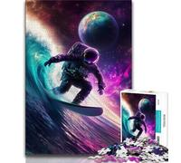 Astronaut Surfing 1000 Piece Jigsaw Puzzle for Adults And Teenagers,for Educational Game Challenge Toy Unique Home Decor And Gifts 38x26cm